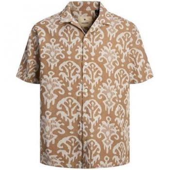 Jack & Jones Premium Casual Shirt – hellbraunes Hemd mit Jacquard‑Muster, neutraler Revers, XL (männlich)
