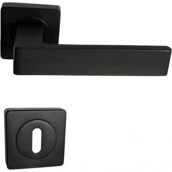 Maniglia Elegante Natalya Nero Quadrato Alluminio + Rose e Foro per Chiave