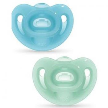 Chupete Nuk Sensitive Silicona 0-6 Meses Azul Verde 2Uds