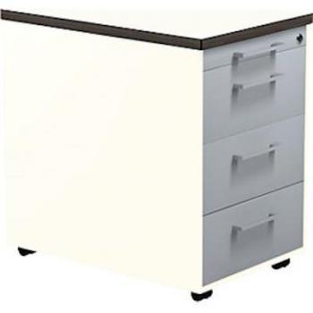 MAUSER 3-Drawer Rolling Pedestal, Pure White Finish
