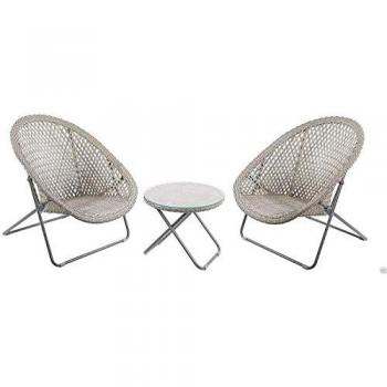Compact Faux Rattan Lounge Set for Outdoor Spaces