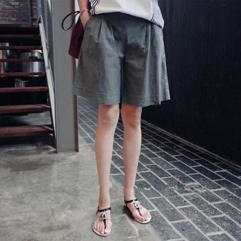 Beige/Grey Cotton Linen Abdominal Pants for Pregnant Women