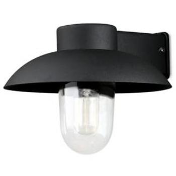 Moderne LED Außenleuchte, Aluminium Schwarz & Klarglas, 21cm