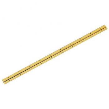 Industrial Grade Brass Plated Continuous Piano Hinge, 24 Inch Length, 1 Inch Open