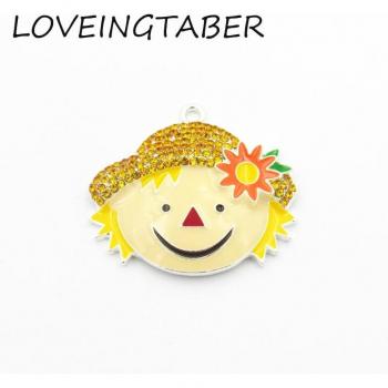Vogelscheuche Anhänger 40mm * 32mm 10 Stück Emaille/Strass