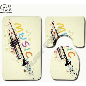 Musiknoten Badmatte und WC-Deckel Set, 3D-Druck Stil 3