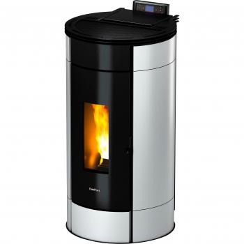 Pelletofen Freepoint Globe, silber-schwarz, 352 W
