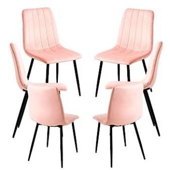 Liny Terciopelo Rosa – Paquete de 6 Sillas de Comedor