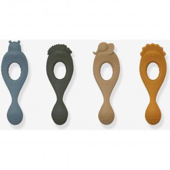 Pack 4 cuillères en silicone Safari Blue Liewood