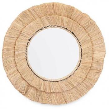 Miroir mural stylisé marron, verres avec motif herbe 57x57