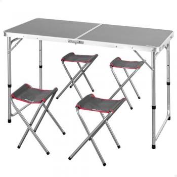 Mesa Aktive 120x60 cm, mesa y bancos plegables de aluminio con ajuste