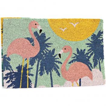 Vibrant Flamingo Straw Doormat