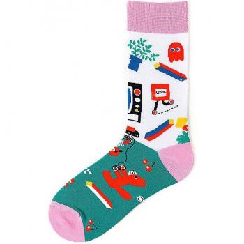 Calcetines de Hombre 1 Par con Diseño de Café y Globo de Aire