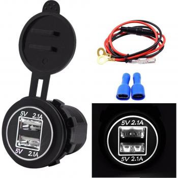 Dual USB Socket Charger 5V 2.1A for Vehicles