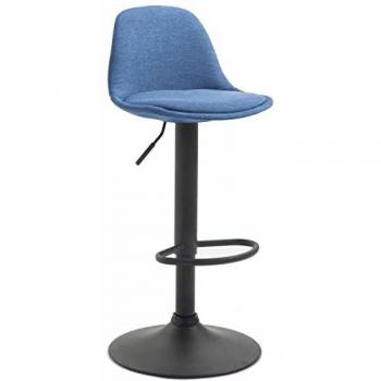 Kilian Küchenbarhocker – Höhenverstellbar, rotierend, schwarzes Gestell, blaue Sitzfläche