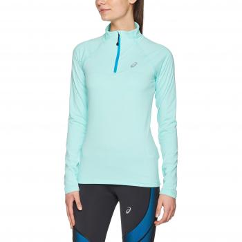 Asics LS 1/2 Zip Jersey Top de Manga Larga, Mujer, Azul