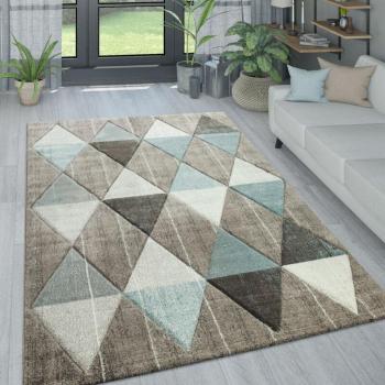 Paco Home Colore Pastello: Tappeto 160 cm × 230 cm, Motivo Rombi & Triangoli Beige