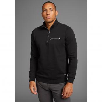 Bruno Banani Herren‑Casual‑Sweatshirt L (52/54) mit Troyer‑Kragen, unifarben, schwarz