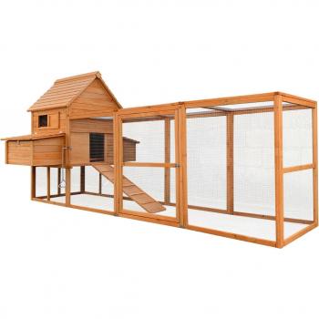 Pollaio 310 cm Legno e Rete Zincata Marrone