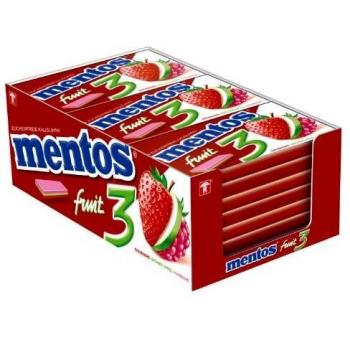 Mentos Kaugummi Fruity Fresh, zuckerfrei, 6er Multipack mit Erdbeere, Apfel und Himbeere
