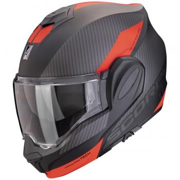 Casque moto Scorpion Exo-Tech Evo Team Mat Noir-Argent-Rouge