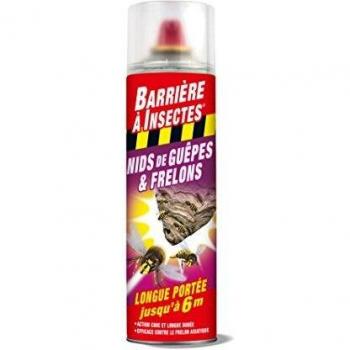 BARRIERE A INSECTES Aérosol contre les Guêpes, Frelons Spécial Nids, Prêt à l'emploi, 500 ml, BARGUEPE500