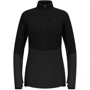 ODLO Damen Zipshirt Descent Ceramiwarm – Schwarz, Größe XS (Unterzieh)