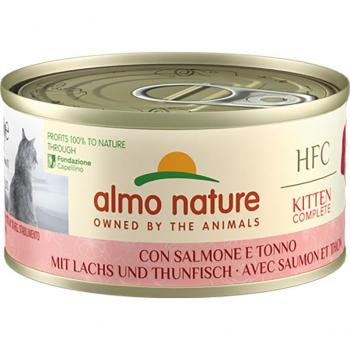 Almo Nature HFC Komplett Kitten 6x70 g – Lachs & Thunfisch (5+1 Geschenkpaket)