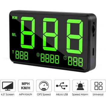 Car HUD Display with Automatic Mileage and Overspeed Alarm