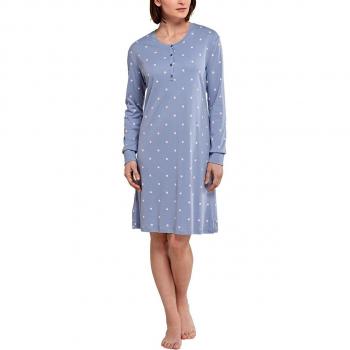 Schiesser Damen Nachthemd Selected Premium Sleepshirt 1/1 Arm, 95cm, Blau
