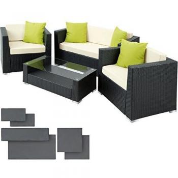 TecTake Set di mobili rattan alluminio arredamento giardino con cuscini extra