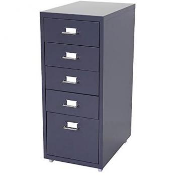 Armario de almacenamiento Boston T851 con ruedas y 5 cajones en acero gris