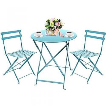 Amagabeli Ensemble de Jardin 1 Table H90 x D60cm et 2 Chaises H83 x W42 x D38cm