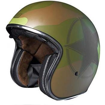Casco Moto Jet Vintage Custom Army Green Taglia S