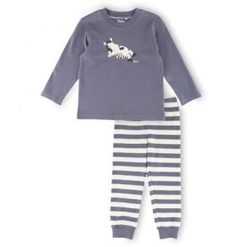 Kinder Schlafanzug langarm Zebra lila-weiß
