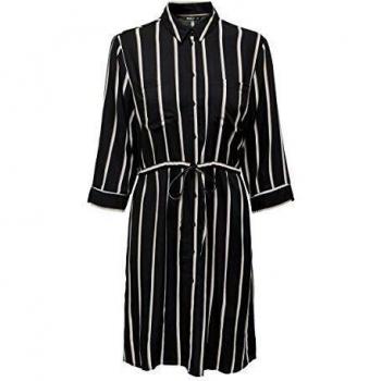 Only Onltamari Vestido 3/4 Rayas Negras y Blancas, 36 para Mujer