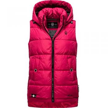 MARIKOO Warme Steppweste mit abnehmbarer Kapuze “Zarinaa” – Fuchsia, XS