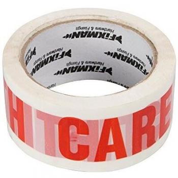 Fixman Klebeband Paketband „Handle With Care“ – 48 mm x 66 m, 150 kg Belastbarkeit