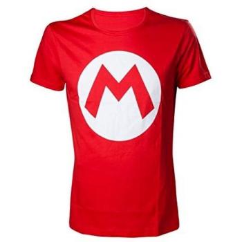Super Mario Bros Classic Big Mario Logo Graphic Tee, Red (Large)