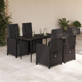 Mobilier de Jardin 5 pièces avec Coussins en Poly Rattan Noir