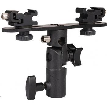 Speedlite & Microphone Dual Flash Bracket with Umbrella Support