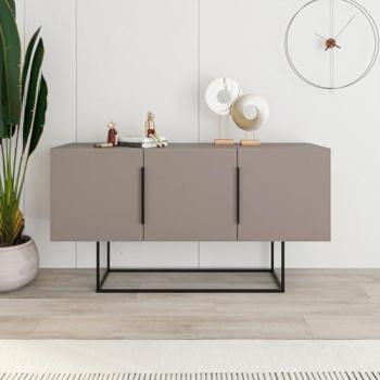 Buffet Salon Moka 3 portes – Dimensions 150 × 40 × 80 cm, pieds en métal robuste