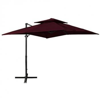 Vidaxl Parasol Déporté À Double Toit 250x250 Cm Rouge Bordeaux