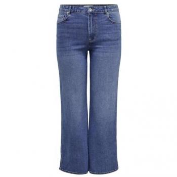 Wide‑Leg Curve Blue Jeans with Stretch
