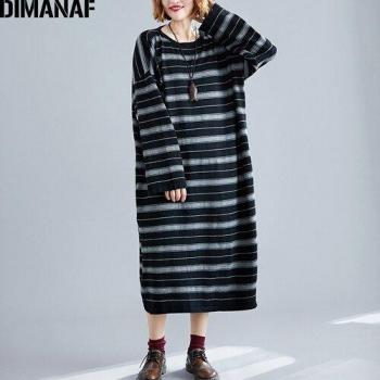 Robe Femme Tricotée à Rayures DIMANAF 5XL