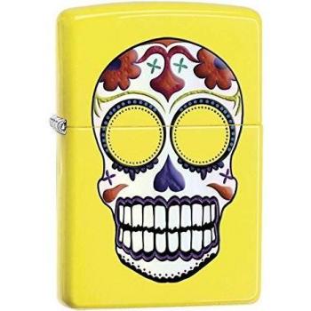 Zippo Day of the Dead Skull Lighter – Lemon Glow