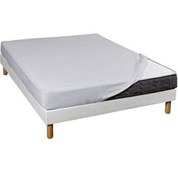 Terre de Nuit Drap Housse 160x190/200 Jersey Gris Bonnet 30 cm