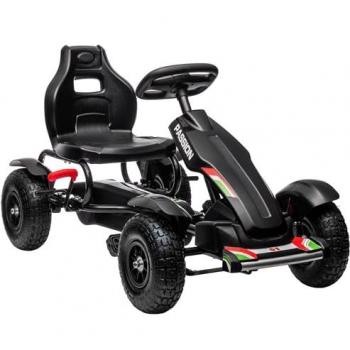 HOMCOM Kinderfahrzeug Go-Kart, verstellbarer Sitz, Handbremse, schwarz, 121L x 58B x 61H cm
