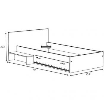 Parisot LUCAS Rangement lit 90x190cm, couleur Acacia/Blanc, tiroir
