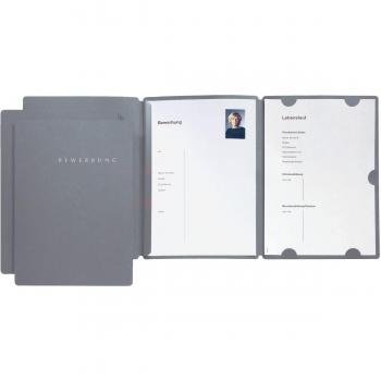 Select Blue 3‑teilige Bewerbungsmappe – A4 bis 10 Blatt, mit Halbmondstanzung und Klemmschiene
